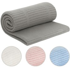 100% Cotton Cellular Blanket For Baby Soft Blanket for Cot Pram Moses Basket 