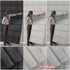 5X Wood Panel Feature Gray Wallpaper Roll 3D Effect Home Square Frame Wall Paper