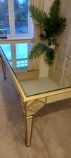 Attractive Mirrowed Dining Table With Brushed Gold Edging