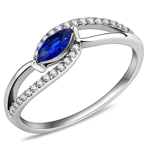 Blue sapphire ring - , marquise