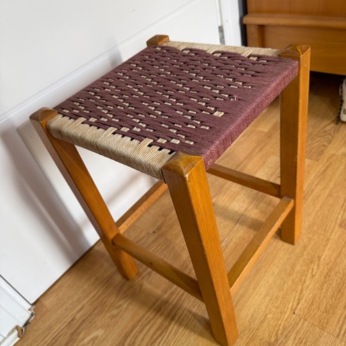 Vintage woven cord stool - cord,