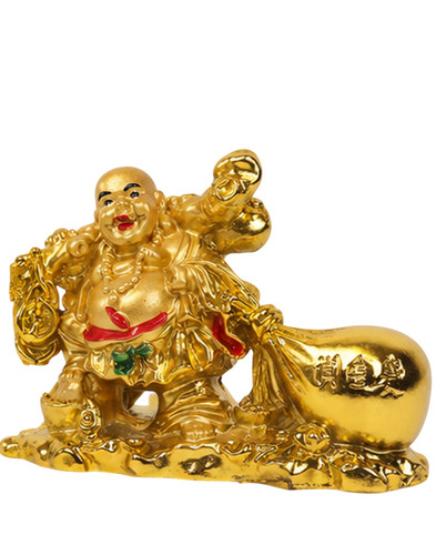 Gold laughing buddha - gold, statue