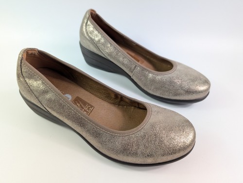 Pavers gold leather - pavers, wedge