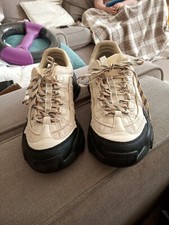 Women's White Leather Lace Up Size 5 Trainers Zara