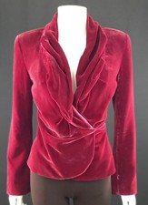 Renato Nucci Red Velvet Wrap Jacket Rayon Silk Mix Vintage EU 38 UK 10 Charity