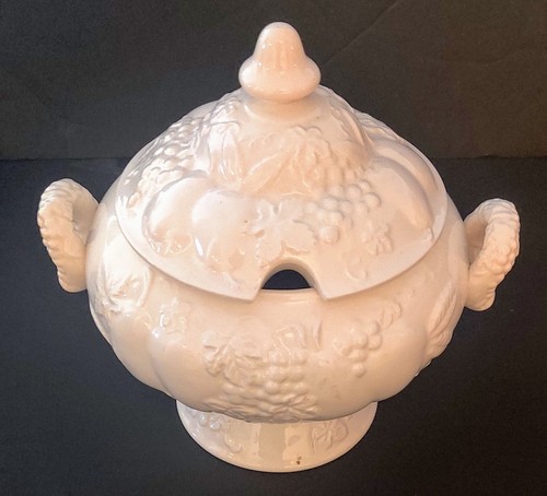 Vintage white ceramic soup - ceramic,