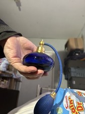 Blue glass scent bottle - glass, with