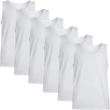 Pack of 6 Mens White Singlet