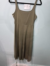 PRIMARK Size 12 Khaki Green Square Neck  Strappy Maxi Dress Sundress Summer