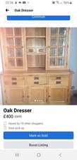 Oak Dresser cabinet with glass doors