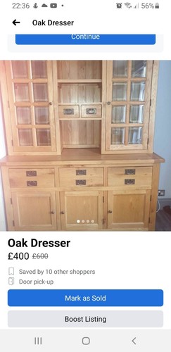 Oak dresser cabinet with glass - oak,