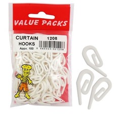 100 Curtain Hooks White
