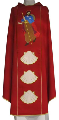Red chasuble embroidered - chasuble,,