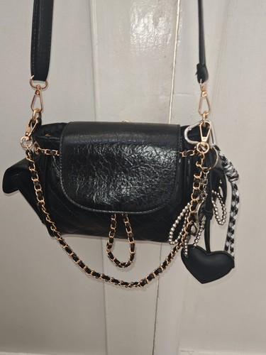 Black ruched sequin crossbody - ruched,