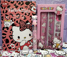 HELLO KITTY A5 Notebook Stationary Set Multi Colour Pen Stickers Bundle SANRIO