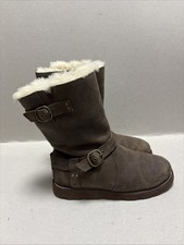 UGG NOIRA BROWN LEATHER NUBUCK WOMENS FAUX FUR LINED BOOTS SIZE EU 37 UK 4.5