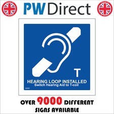 GE097 HEARING LOOP INSTALLED SWITCH HEARING AID TO T-COIL SIGN TONE DEAF AID