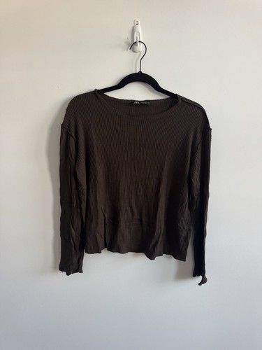 Zara chocolate ribbed long - zara,