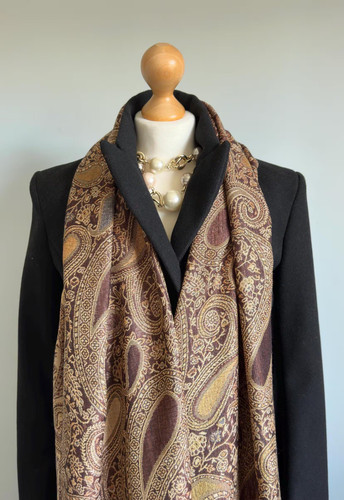 Brown cream scarf cashmere - brown,