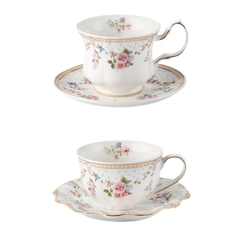 Porcelain cups and saucer set - porcelain,