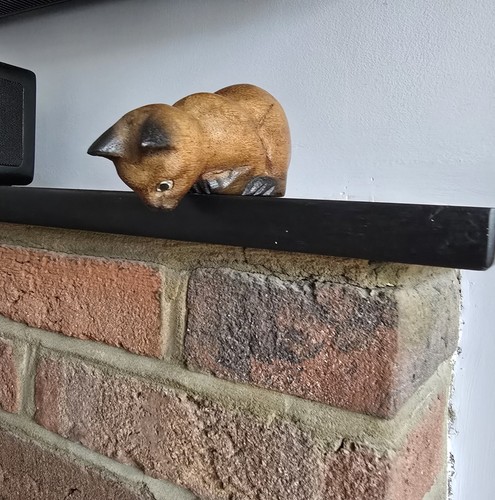 Hand carved wooden - carved, cat