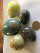 4 vintage polished stone/marble eggs - Various shades Plus One Extra Yellow