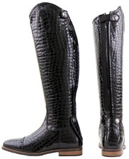 Kids Riding Field Boots Patent Leather Unisex Equestrian Shoes - Black Brown