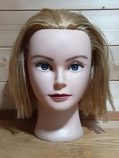 Female Mannequin Head with Real Human Blonde Hair Bobbed Cut Hat Display Model