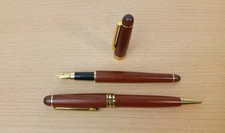 Vintage Fountain Pen Rollerball Ball Point Set Burgundy Iridium Point Germany