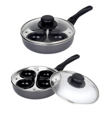 4 EGG POACHER POACHED PAN NON STICK EGG COOKING PAN CUP WITH HANDLE