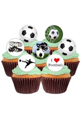 Cake Toppers I Love Football Sport 24 PRECUT Round Edible Wafer Paper Decoration