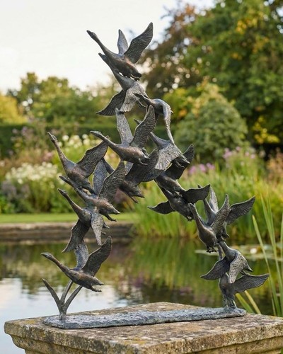 Flying geese garden sculpture - geese,