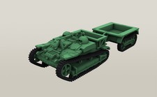 WW2 FRENCH RENAULT UE TRANSPORTER WITH TRAILER,3D PRINTED, MANY SCALES AVAILABLE