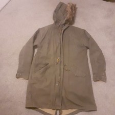 Lambretta Fishtail Parka Size M(46in chest) Khaki Green. Removable Quilted Liner