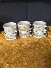 Set 6 Vintage Soup Bowl/Mugs  Ceramic Shell Petrol Station Promotional 1970s