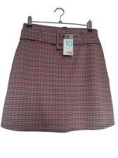 Red Pink & Black Houndstooth Mini Skirt Size 10