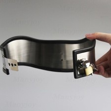 Wide Metal Neck Corset Lockable Men Bondage Collar Posture Collar Choker BDSM UK