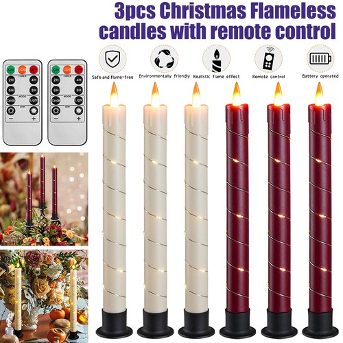 3pcs led flameless taper - flameless,