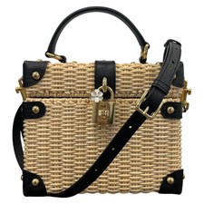 Dolce & Gabbana Women's Raffia Box Top Handle Handbag Black