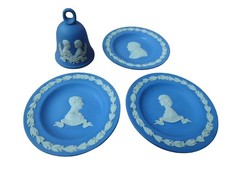 Royal Wedding Wedgwood Blue Charles Diana 1981 W.Churchill Small Plates x 3 Bell