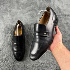 Loake Black Leather Slip On Penny Loafer Welted Shoes Size UK 9 Preppy Formal