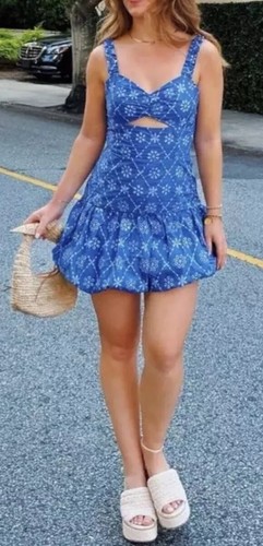 Zara blue cutwork embroidery - blue,