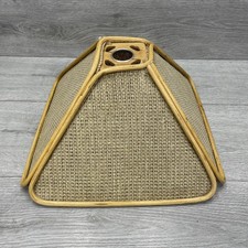 Vintage Bamboo Cane Wicker Rattan Brown Light Shade Retro Mid Century 13" x 13"