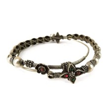 Kuchi Romany Earrings Silver Hoop Afghanistan