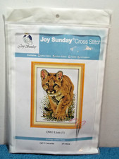 CROSS STICH KIT - JOY SUNDAY D903 - LION CUB - 14CT, 2 STRANDS, 29 x 36cm - NEW
