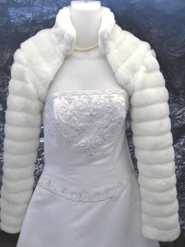 White faux fur bolero - white,