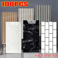 100X Self-Adhesive Marble Tiles Sticker Stick On Wall Kitchen Bathroom Decor UK