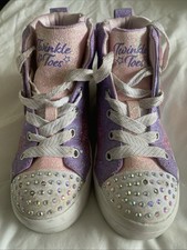 Girls Sketchers Twinkle Toes Size Infant 12uk Pink Butterfly Wings Zip Fasten