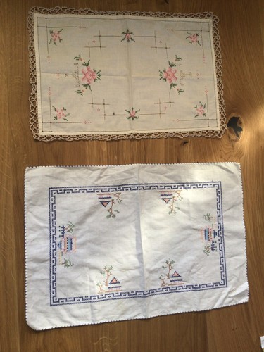 Vintage hand embroidered table - hand,