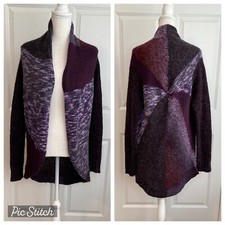 Fenn Wright Manson Purple Patchwork Wool Alpaca Blend Knit Cardigan Medium Warm